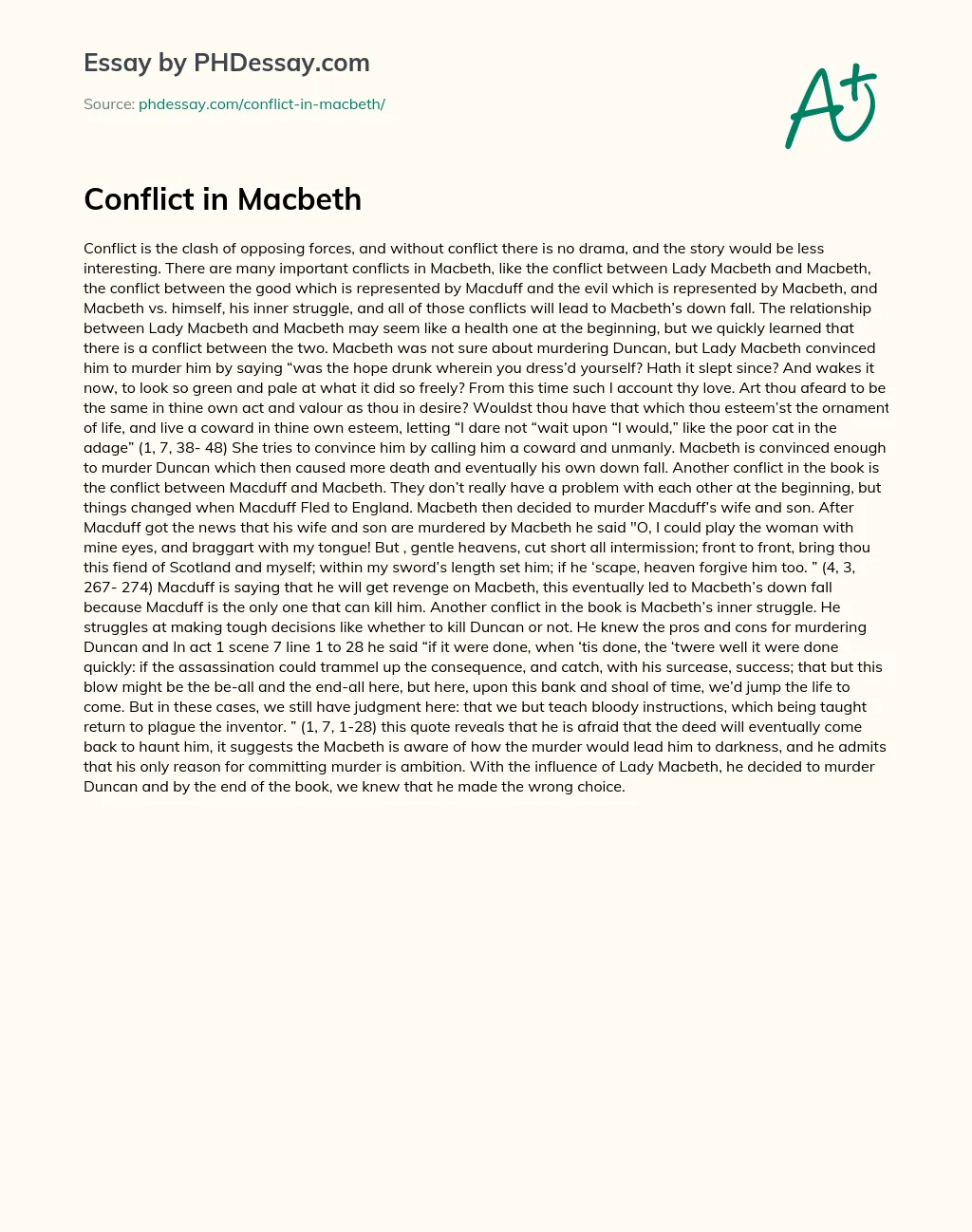 Conflict in Macbeth essay