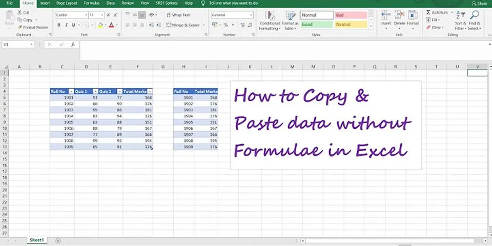 How do you copy and paste data without formula?